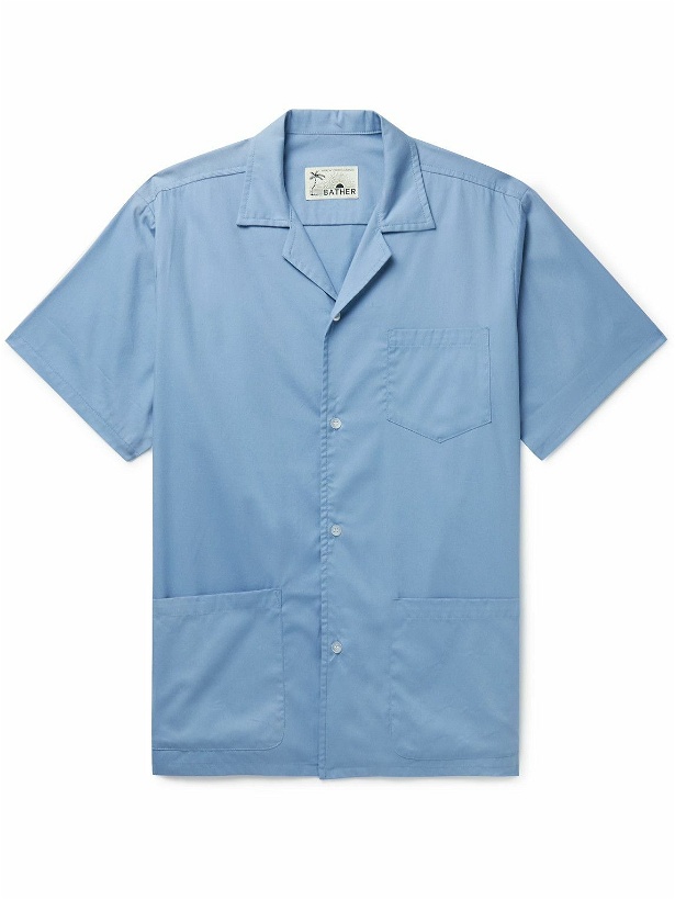 Photo: Bather - Traveler Camp-Collar Cotton-Blend Poplin Shirt - Blue