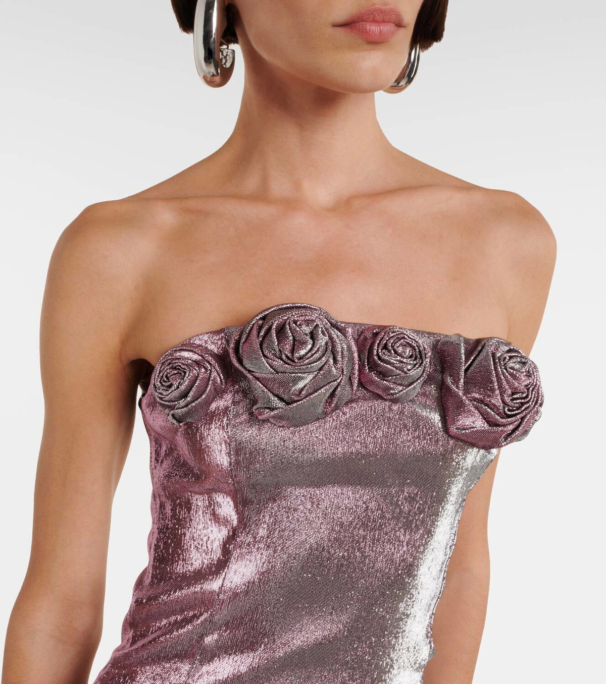 Area Floral-appliqué lamé midi dress