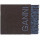 GANNI Women's Recycled Wool Fringed Scarf in Shaved Chocolate