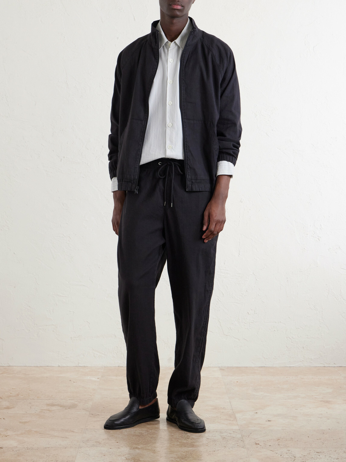 James Perse - Linen-Blend Blouson Jacket - Black