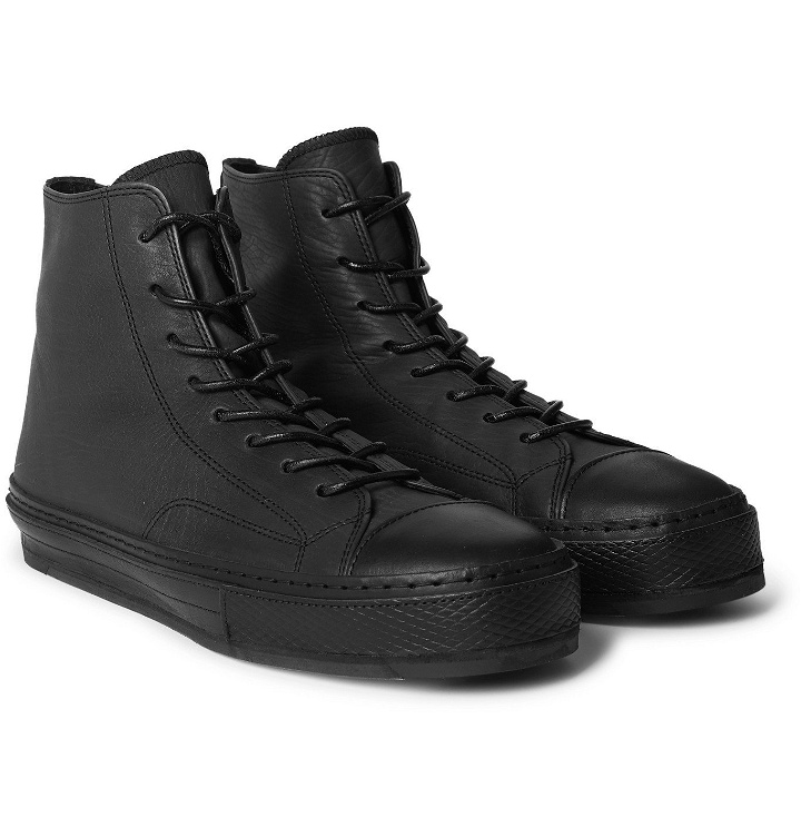 Photo: Hender Scheme - Full-Grain Leather High-Top Sneakers - Black