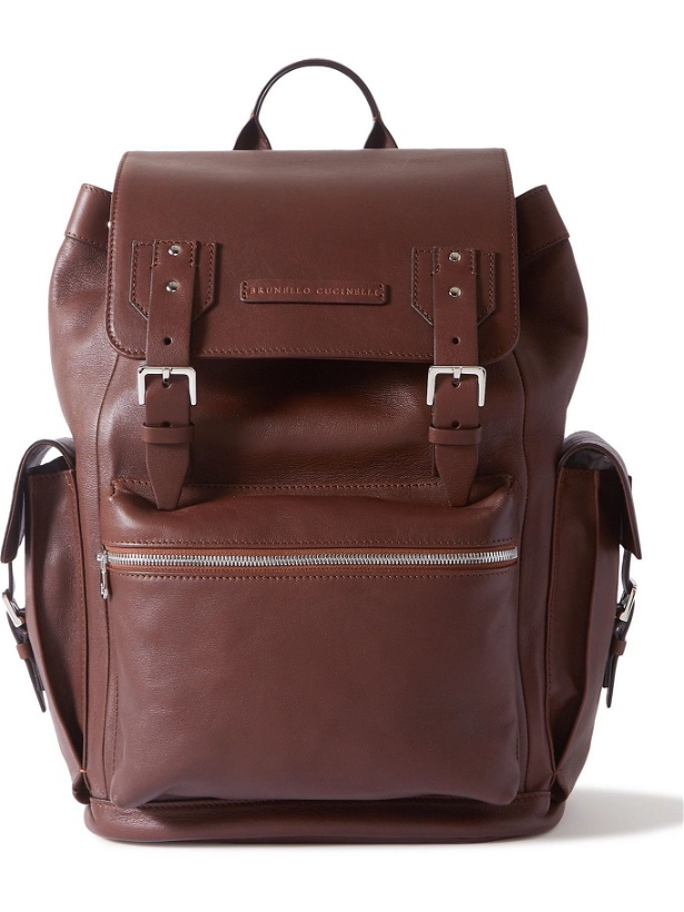 Photo: BRUNELLO CUCINELLI - Suede-Trimmed Leather Backpack