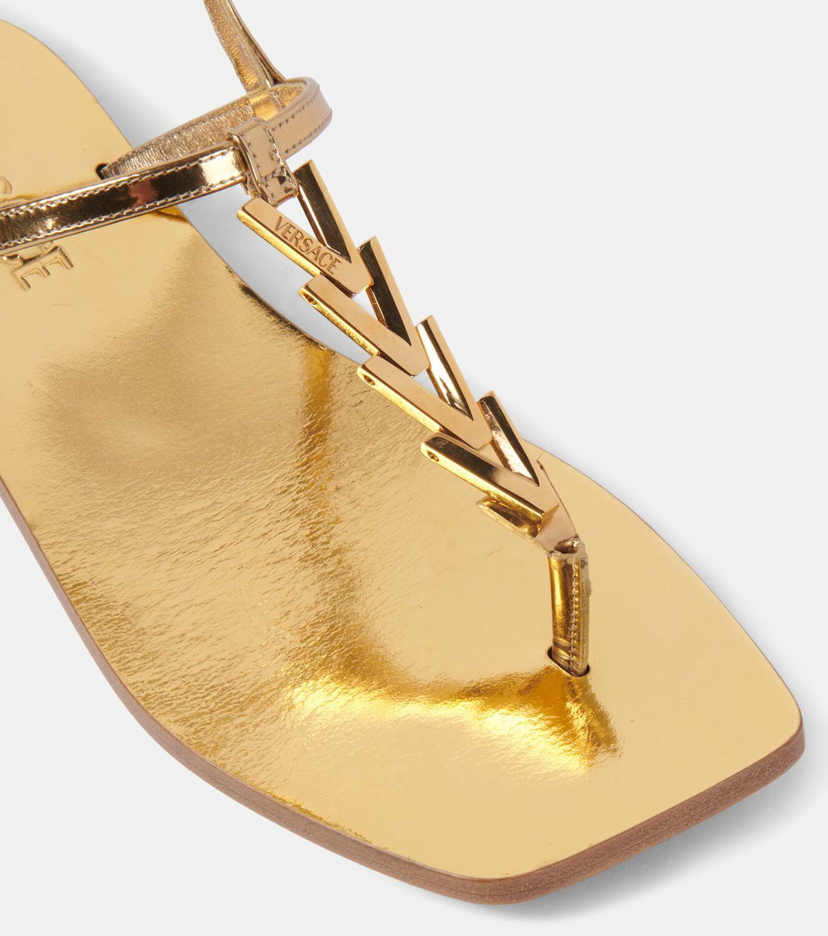 Versace Metallic leather thong sandals