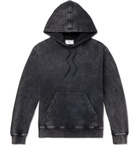 AMI - Acid-Wash Fleeceback Cotton-Jersey Hoodie - Black