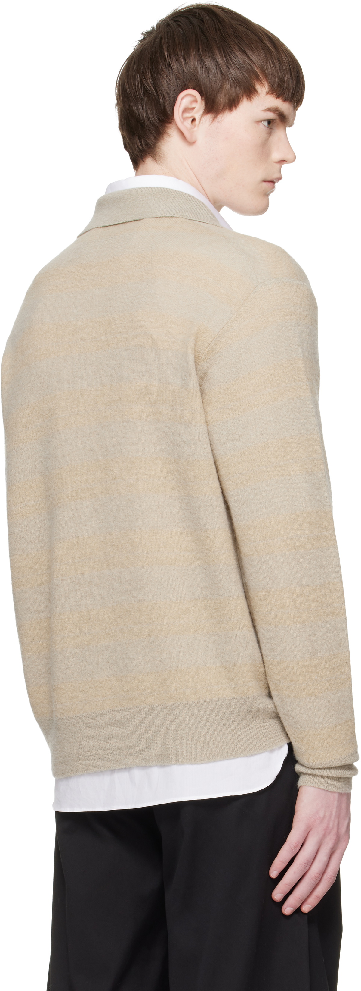 stein Beige Knit Stripe LS Polo