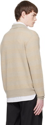 stein Beige Knit Stripe LS Polo