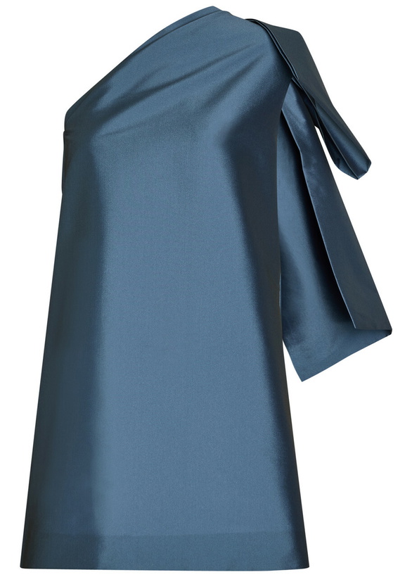 Photo: Bernadette Winnette Bow-appliquéd Taffeta Mini Dress Mid Blu
