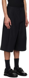 AMOMENTO Black Two Tuck Wide Shorts
