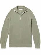 Brunello Cucinelli - Ribbed Cotton Half-Zip Sweater - Green