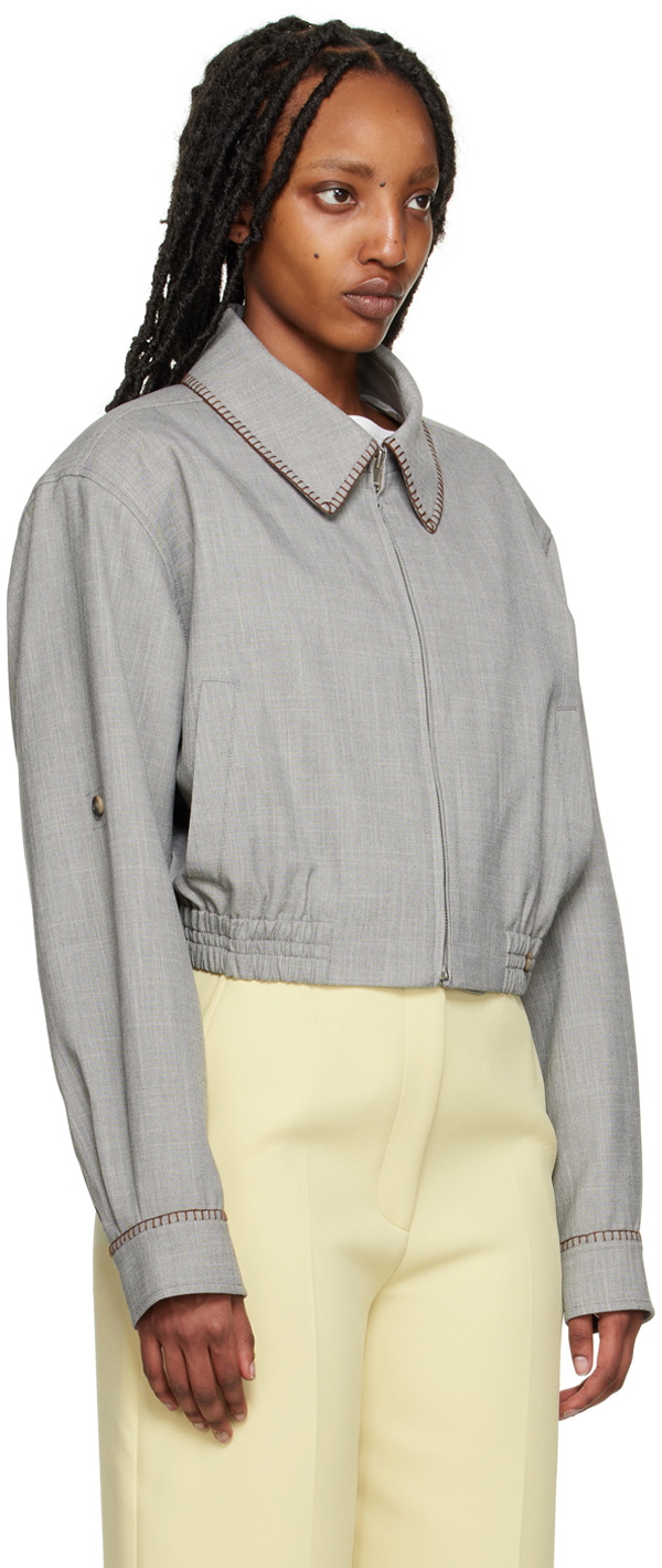 Recto Gray Cropped Jacket