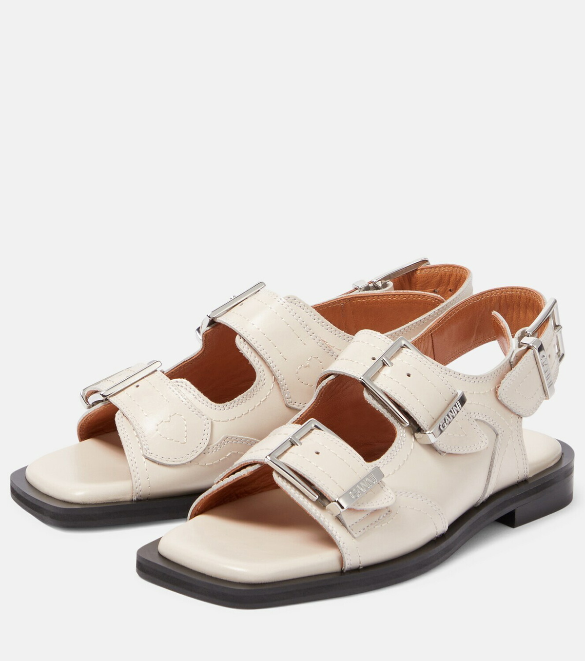 ganni leather sandals