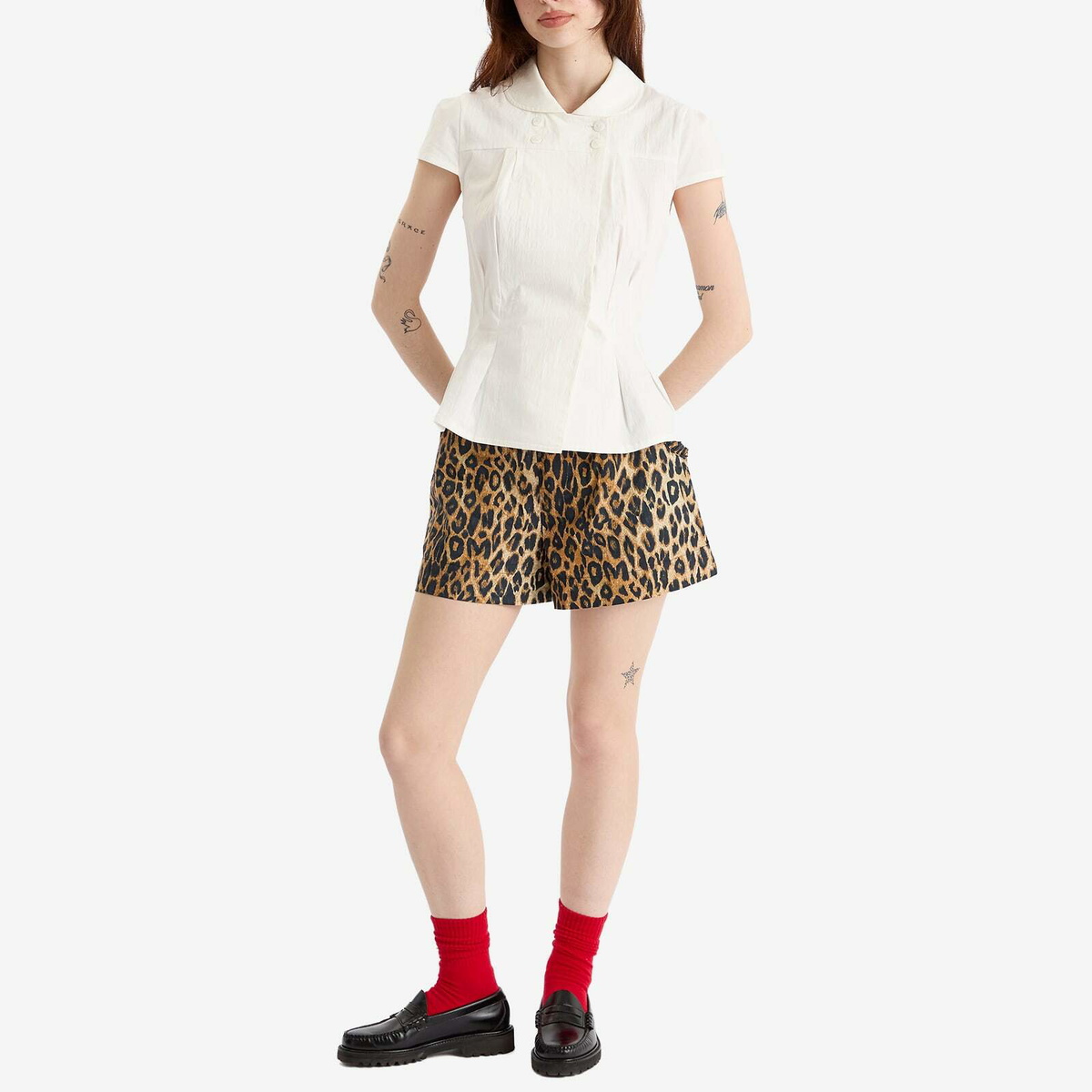 Damson Madder Women's Pull On Shorts in Leopard Damson Madder