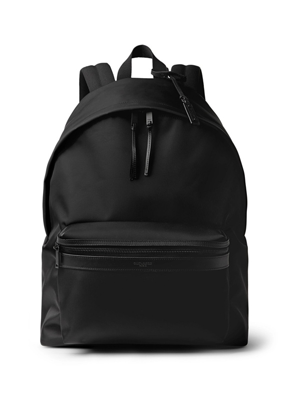Photo: SAINT LAURENT - Leather-Trimmed Canvas Backpack - Black
