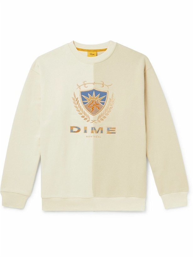 Photo: DIME - Split Crest Logo-Embroidered Two-Tone Cotton-Jersey Sweatshirt - Neutrals