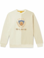 DIME - Split Crest Logo-Embroidered Two-Tone Cotton-Jersey Sweatshirt - Neutrals