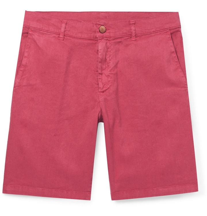 Photo: Altea - Slim-Fit Stretch Slub Linen and Cotton-Blend Twill Shorts - Pink