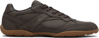 Hugo Brown Stacked Logo Faux-Leather Sneakers