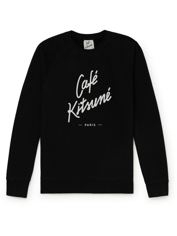 Photo: Café Kitsuné - Logo-Print Cotton-Jersey Sweatshirt - Black