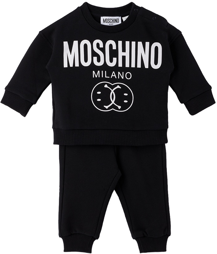 Photo: Moschino Baby Black Double Smiley Sweatsuit