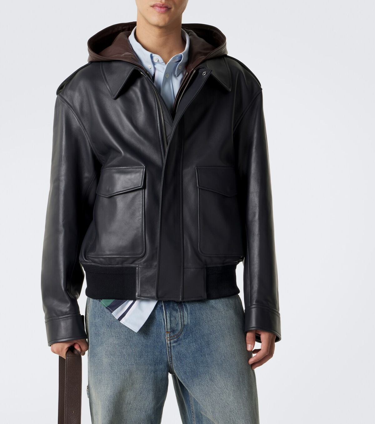Loewe Hooded leather jacket