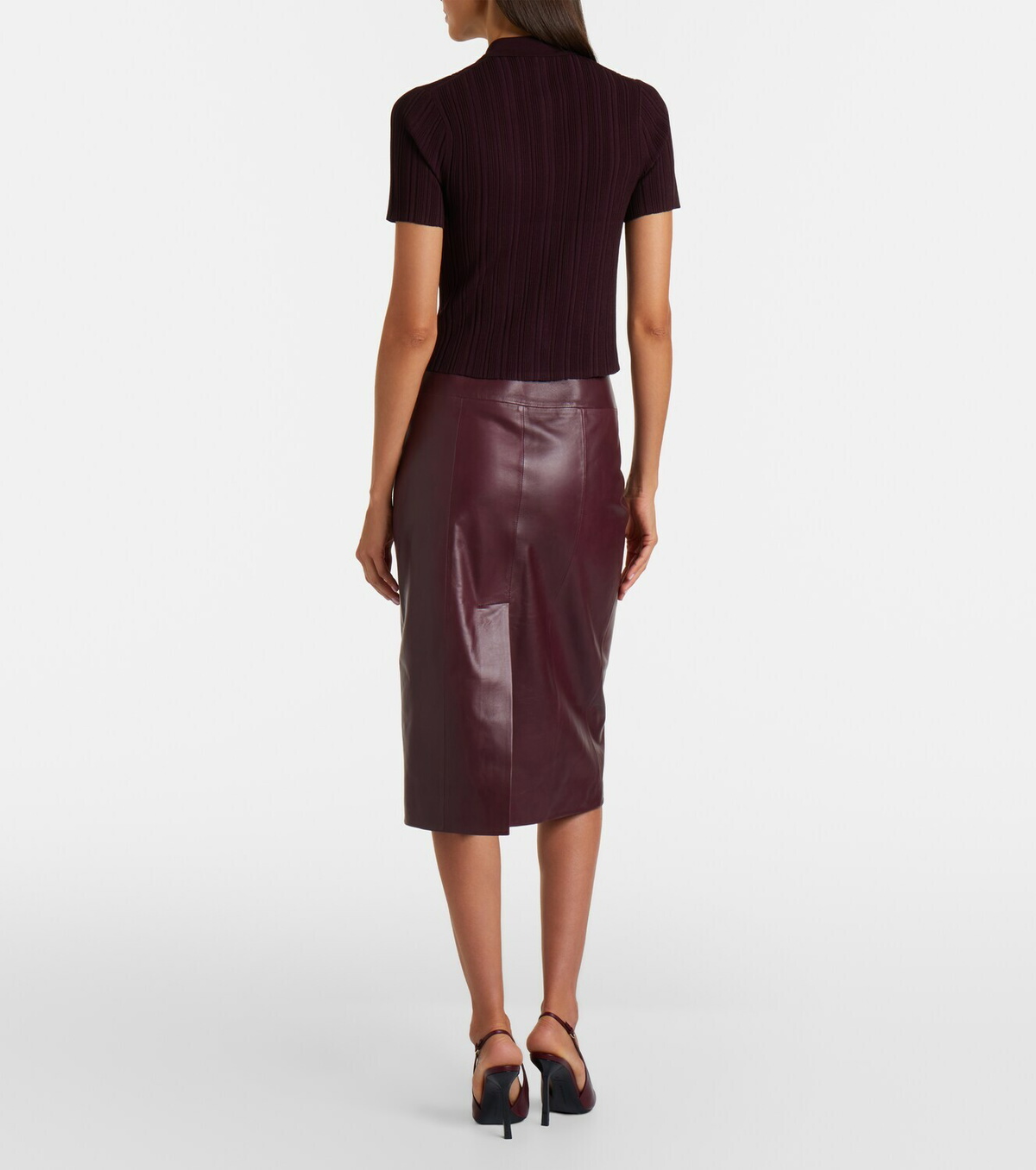 Victoria Beckham Leather midi skirt