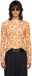 LU'U DAN Orange Floral Long Sleeve T-Shirt