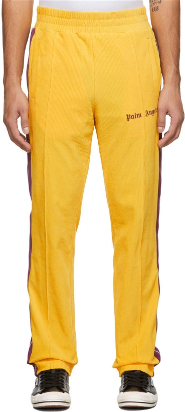 Photo: Palm Angels Yellow Corduroy Track Pants