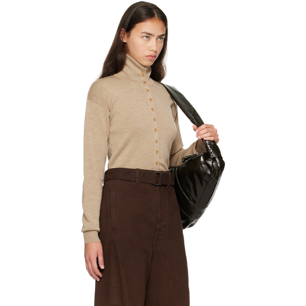 LEMAIRE Beige Fine Wool Buttoned Cardigan