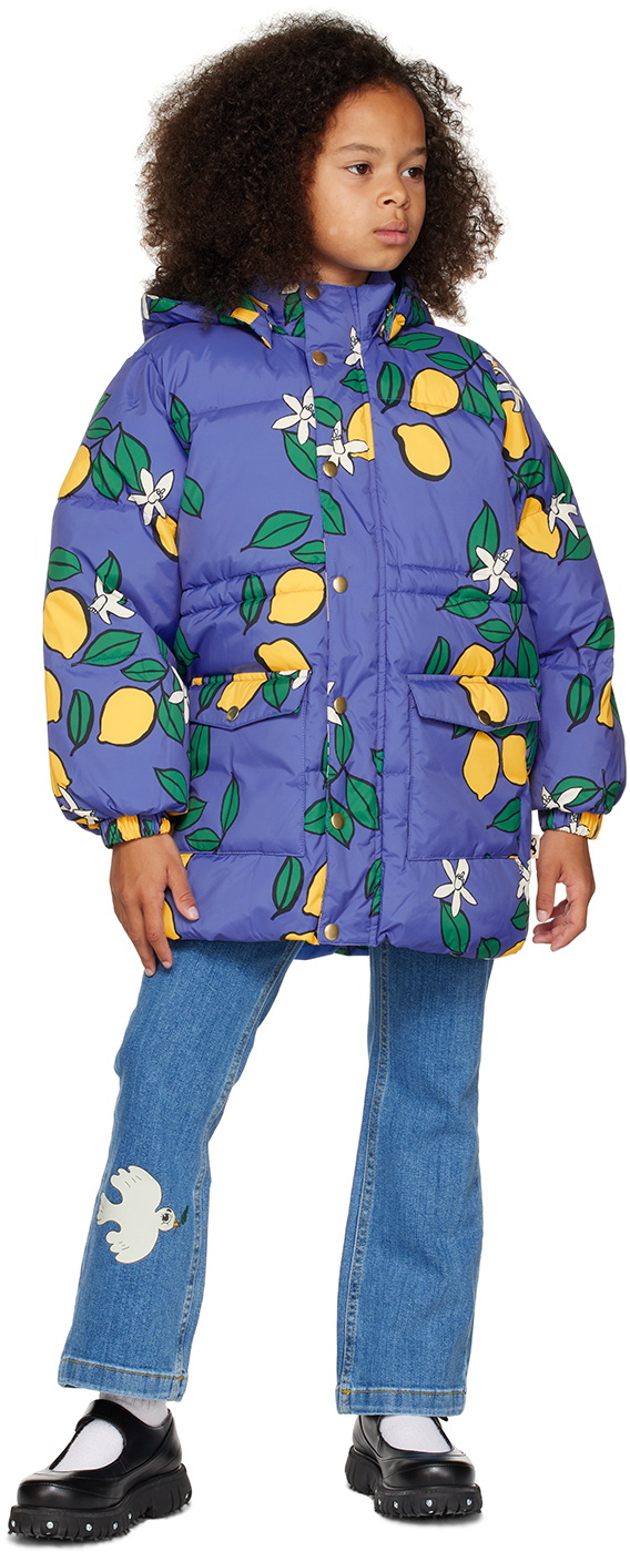 Mini Rodini Kids Blue Lemons Puffer Jacket
