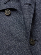 Canali - Camp-Collar Linen and Wool-Blend Overshirt - Blue