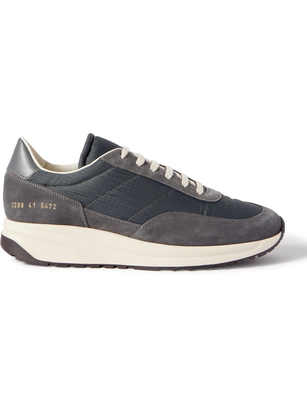 Photo: COMMON PROJECTS - Track Classic Leather-Trimmed Suede and Ripstop Sneakers - Gray