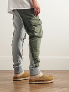 Greg Lauren - Baker 50/50 Tapered Jersey-Trimmed Frayed Cotton Sweatpants - Green