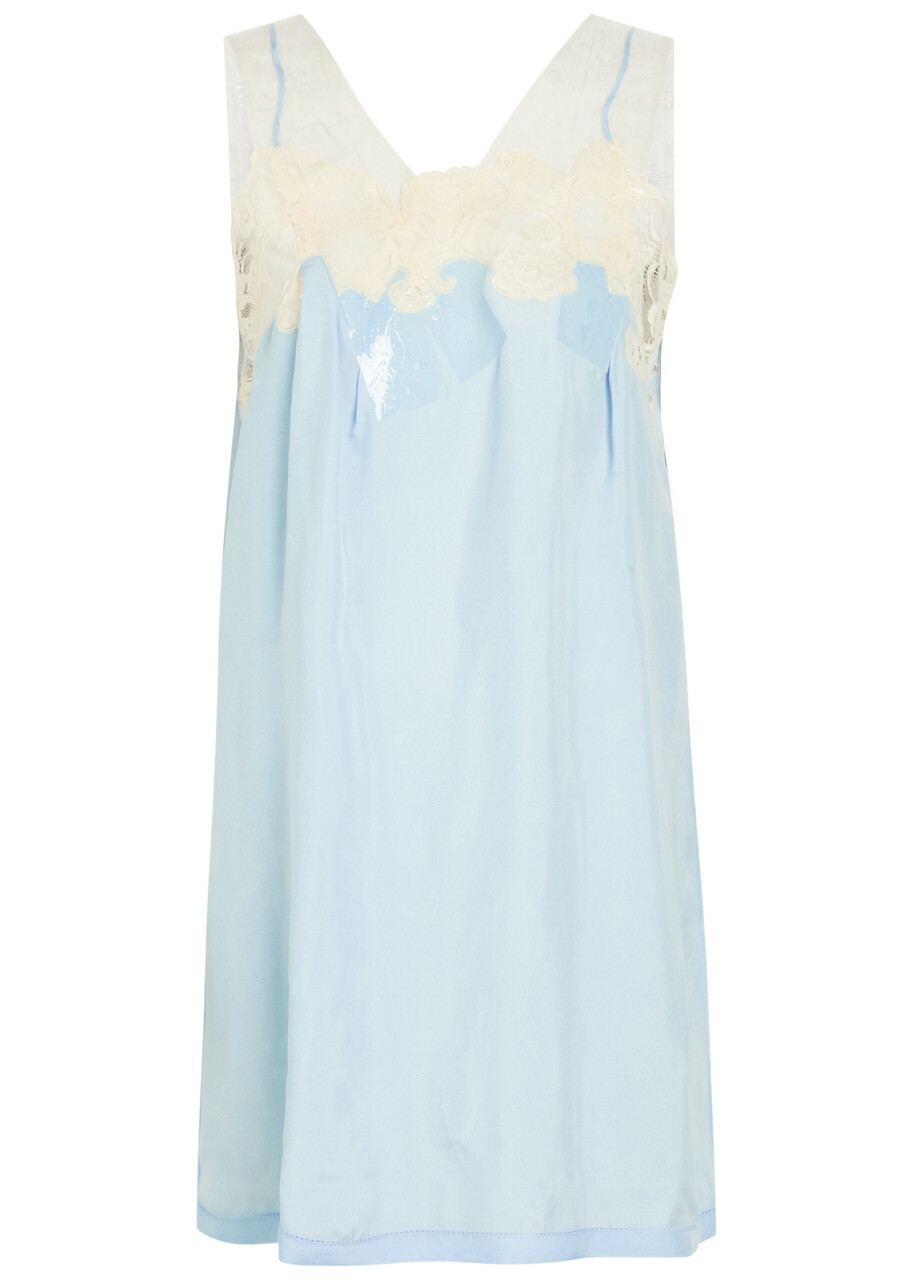 Maison Margiela Sellotape-effect Lace-trim Satin Mini Dress No Colour