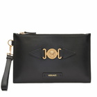 Versace Men's Medsa Head Zip Pouch in Black/Gold