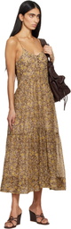 Isabel Marant Etoile Brown & Khaki Sabba Midi Dress