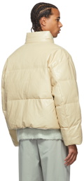 AMOMENTO Beige Reversible Down Vegan Leather Puffer Jacket