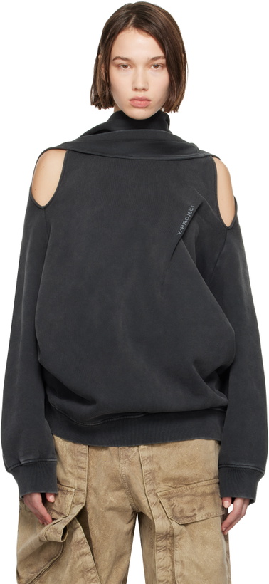 Photo: Y/Project Black Multiscarf Pinched Logo Sweatshirt