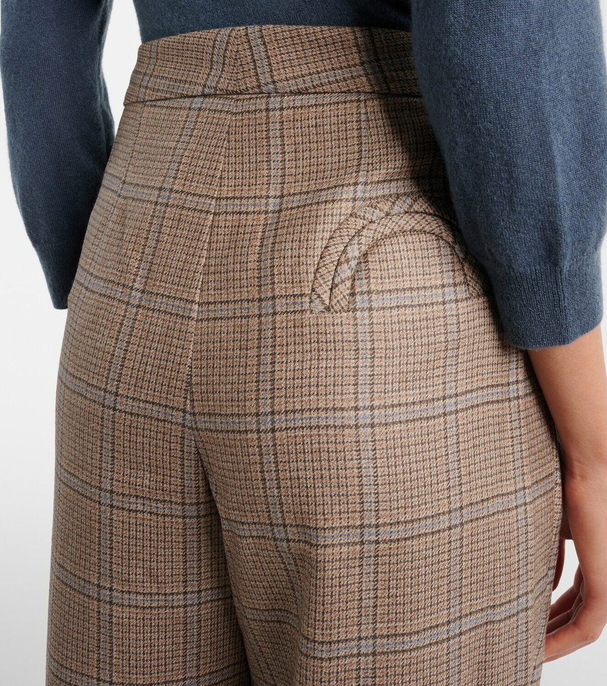 Blazé Milano Glassy checked virgin wool straight pants