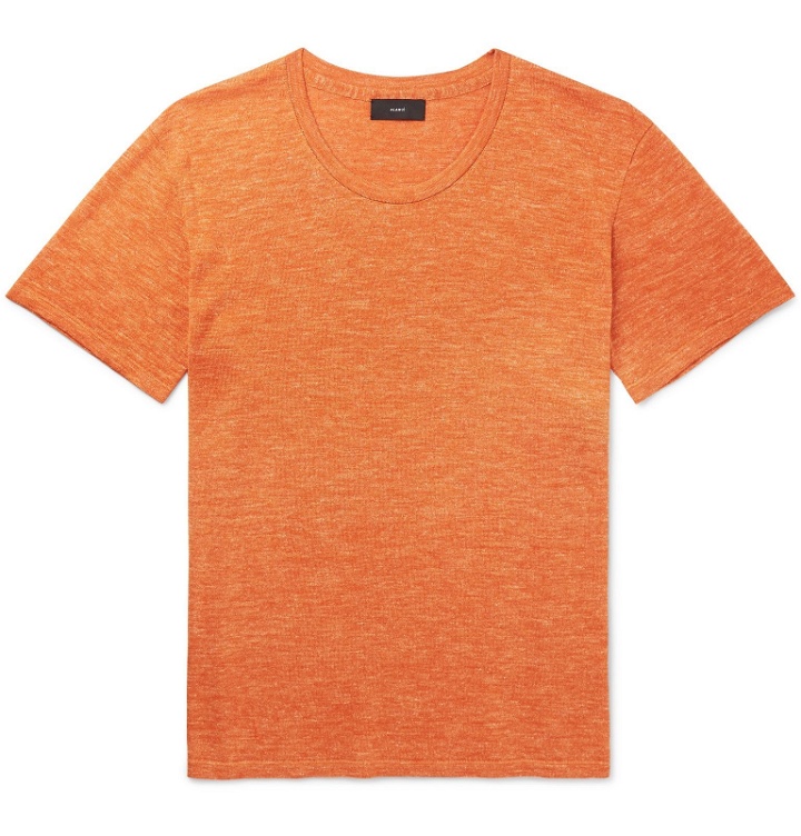 Photo: Alanui - Mélange Wool, Silk and Linen-Blend T-Shirt - Orange