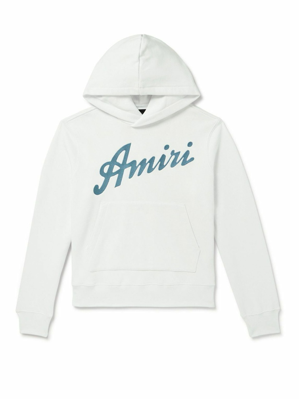 Photo: AMIRI - Logo-Embroidered Cotton-Jersey Hoodie - White
