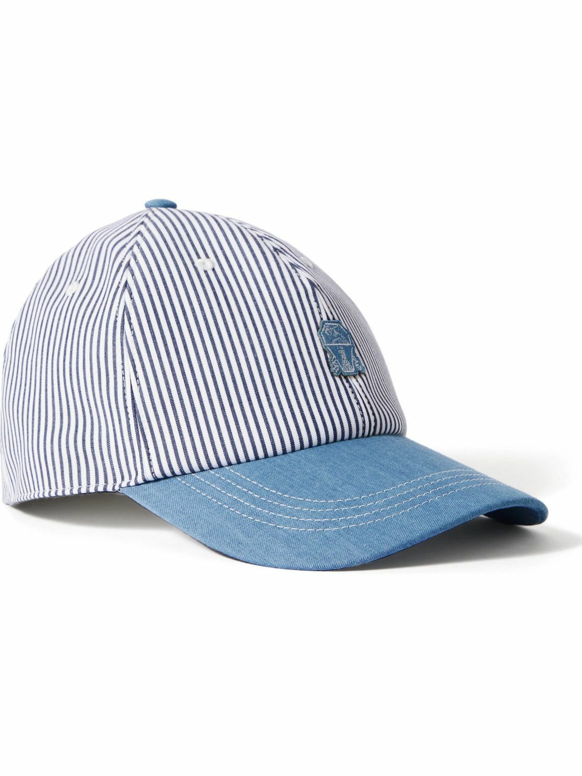 Brunello Cucinelli - Appliquéd Striped Cotton-Blend Twill  display picture 3