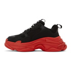 Balenciaga Black and Red Triple S Sneakers