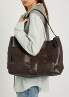 ST. Agni Woven Large Leather Tote - Chocolate - One Size
