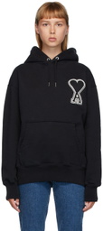 AMI Paris Black Ami De Coeur Hoodie