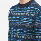 Missoni Men's Wave Cable Chunky Crew Knit in Blue/Grey