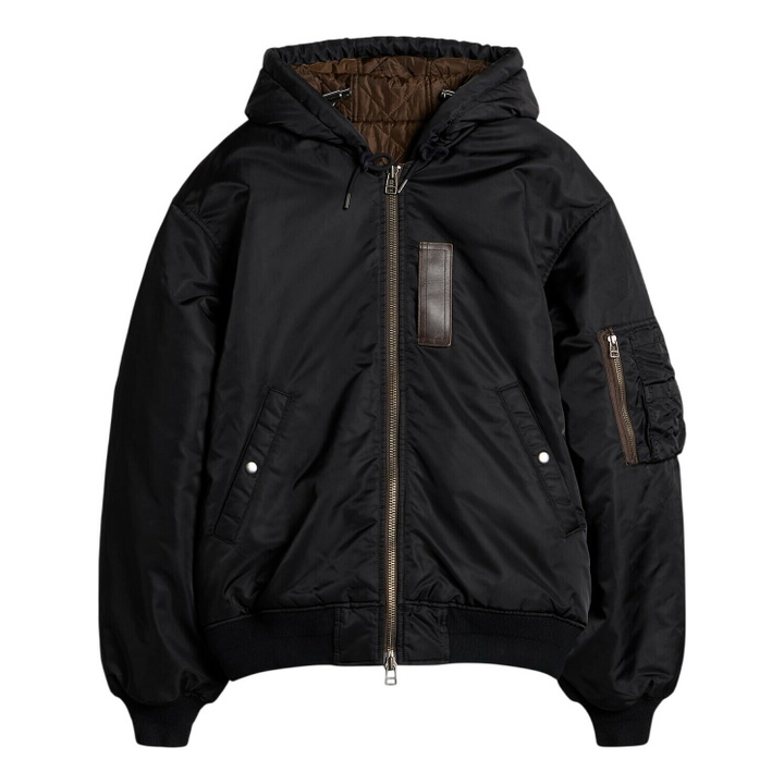 Photo: FrizmWORKS Men's Active Ma-1 Hooded Parka Jacket in Black