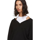 alexanderwang.t Black and White Cropped Bi-Layer V-Neck Sweater