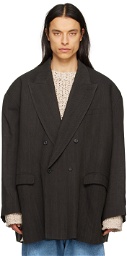 Hed Mayner Brown Double-Breasted Blazer