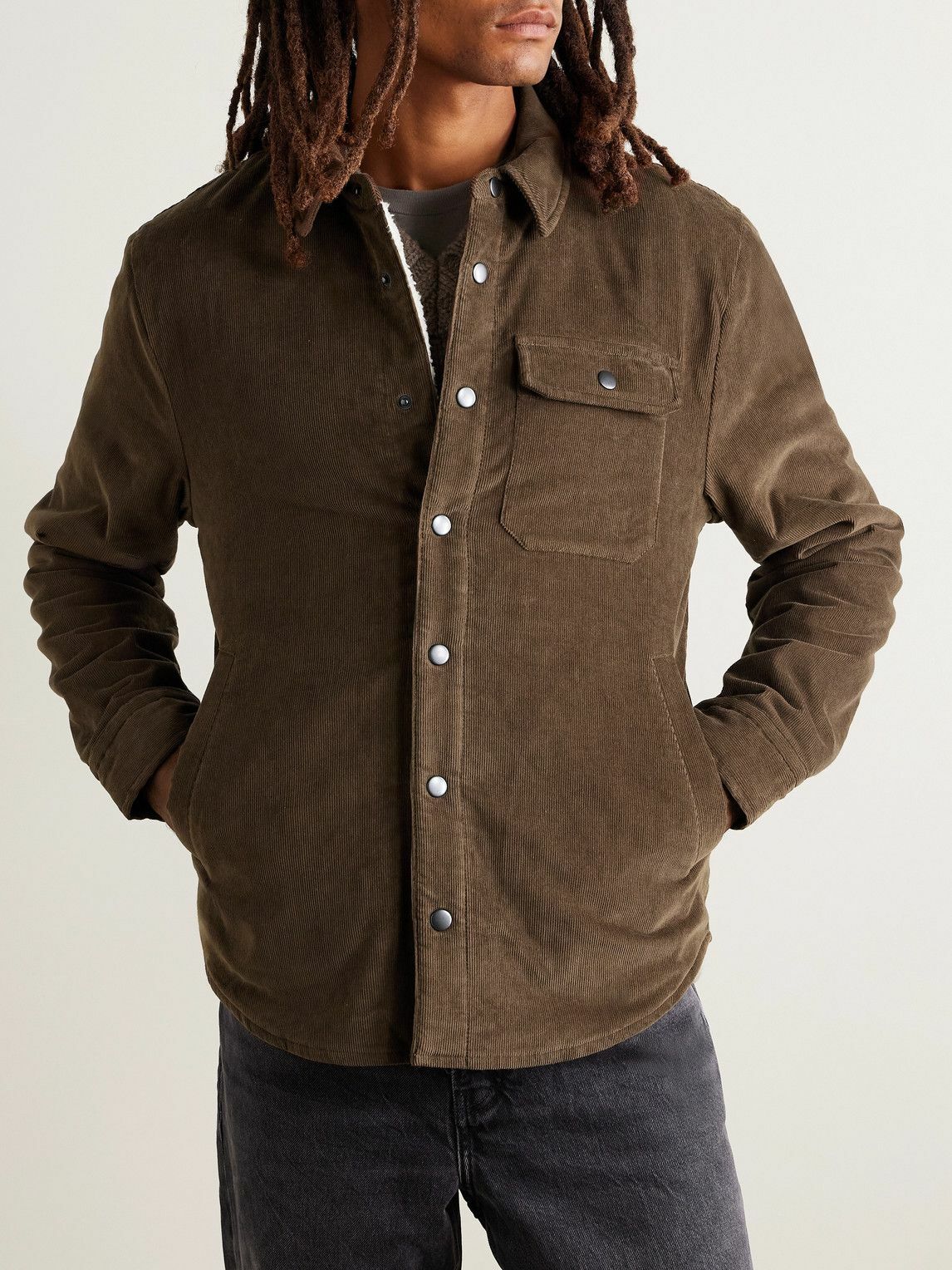 James Perse - Fleece-Lined Cotton-Blend Corduroy Shirt Jacket - Brown