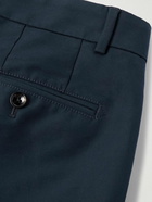 TOM FORD - Tapered Pleated Cotton Trousers - Blue